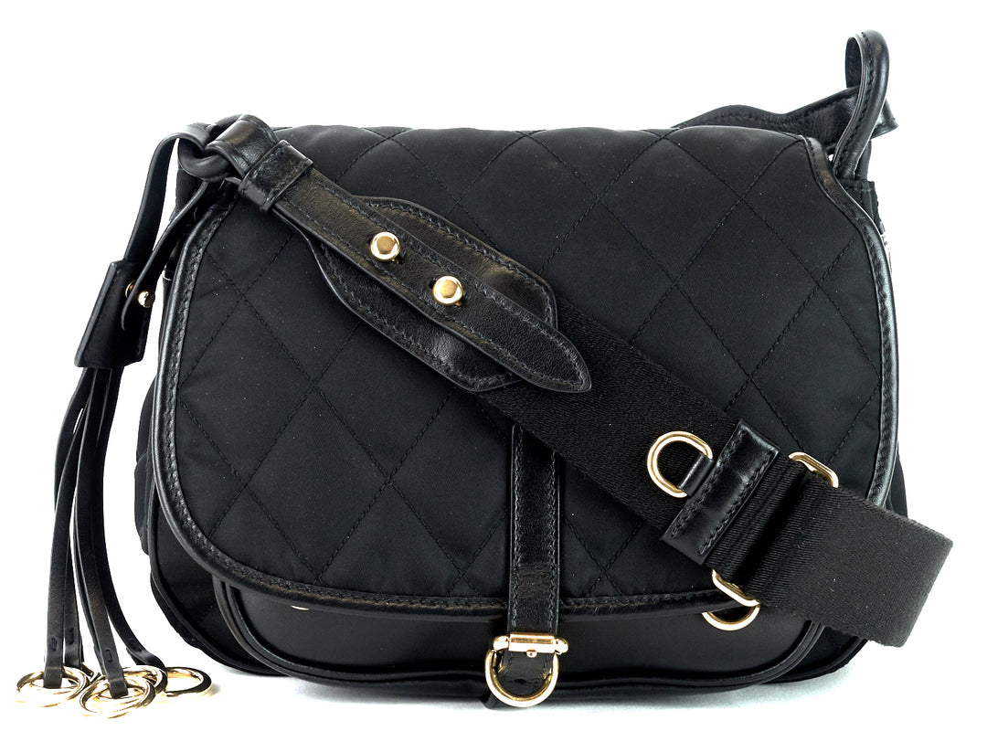 corsaire quilted nylon and calf leather bag