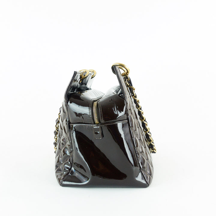 grand timeless tote quilted patent leather bag