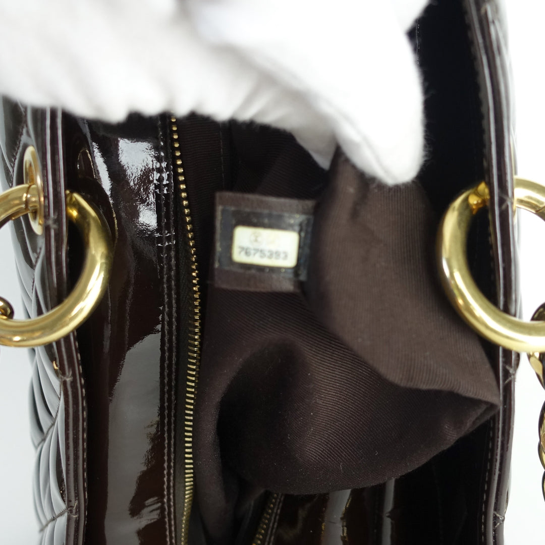 grand timeless tote quilted patent leather bag