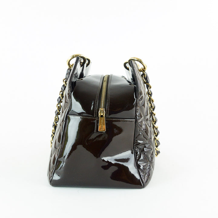 grand timeless tote quilted patent leather bag