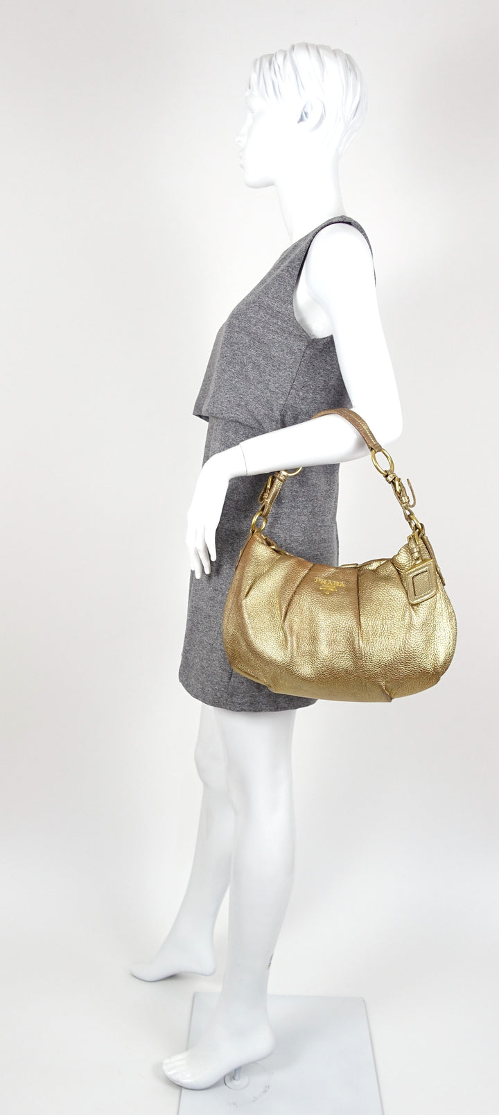 metallic gold leather hobo bag