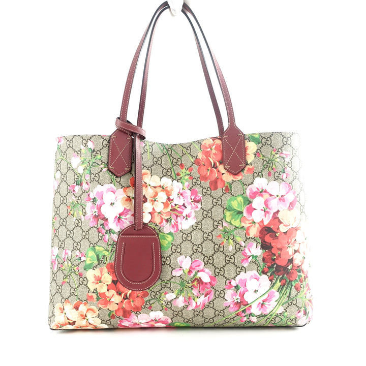 reversible blooms floral print canvas bag