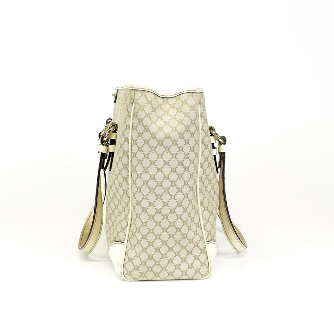 canvas ivory trim tote bag