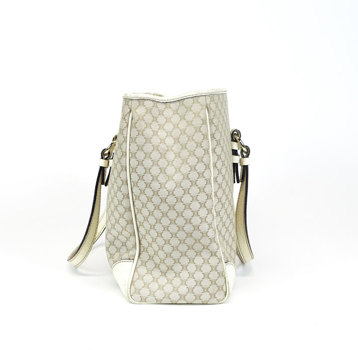 canvas ivory trim tote bag