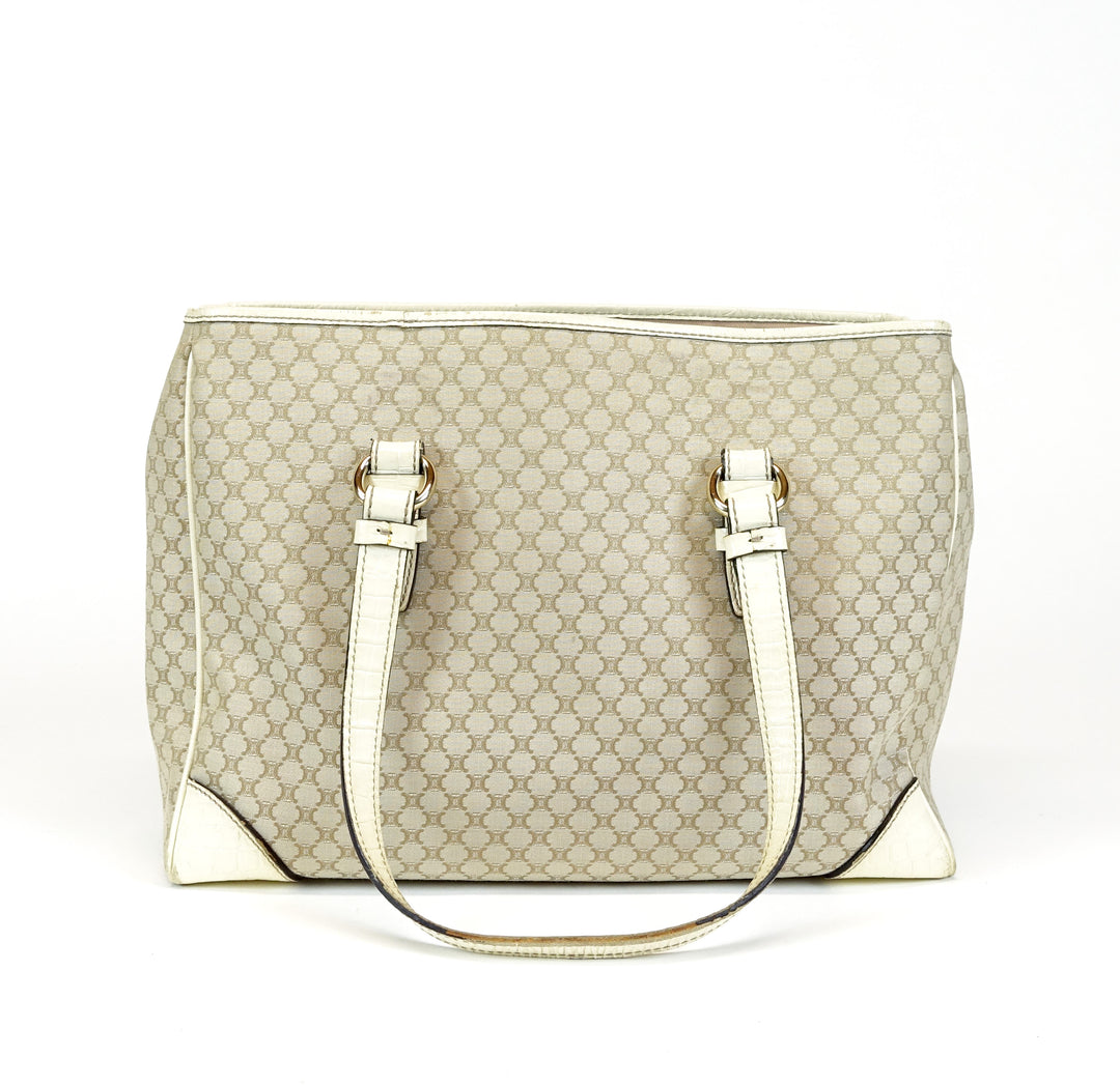 canvas ivory trim tote bag