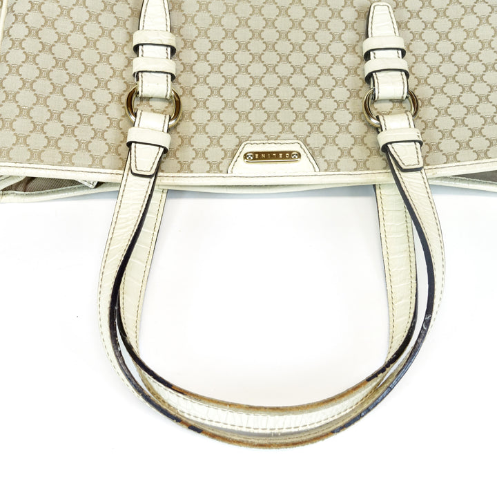 canvas ivory trim tote bag