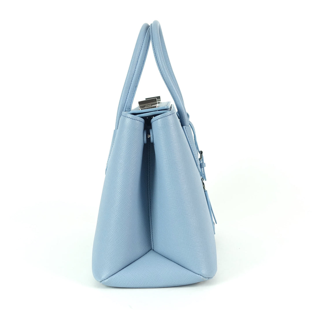 twin turn-lock saffiano leather handbag