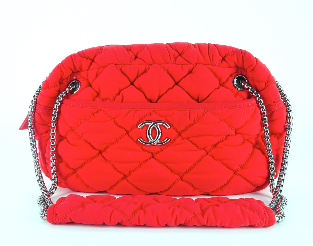 quilted bubble nylon shoulder bag