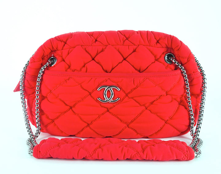 quilted bubble nylon shoulder bag