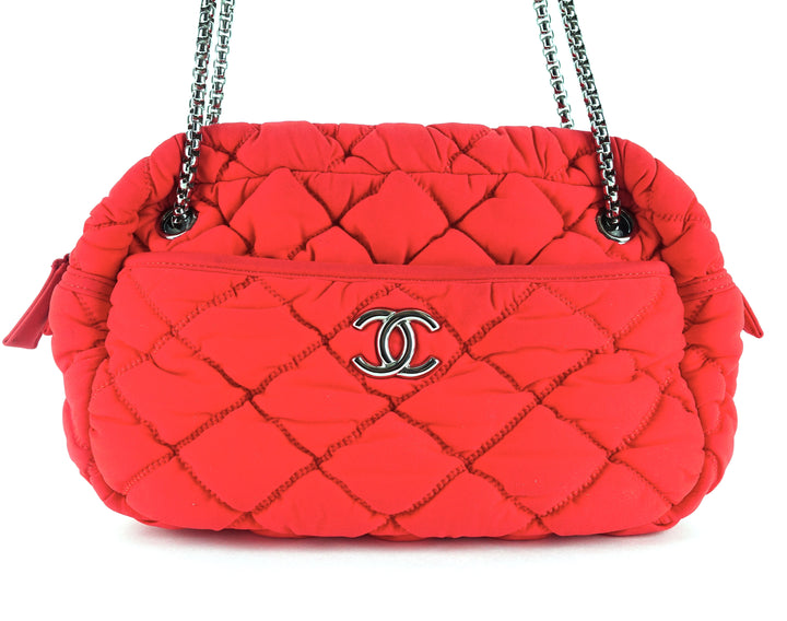 quilted bubble nylon shoulder bag