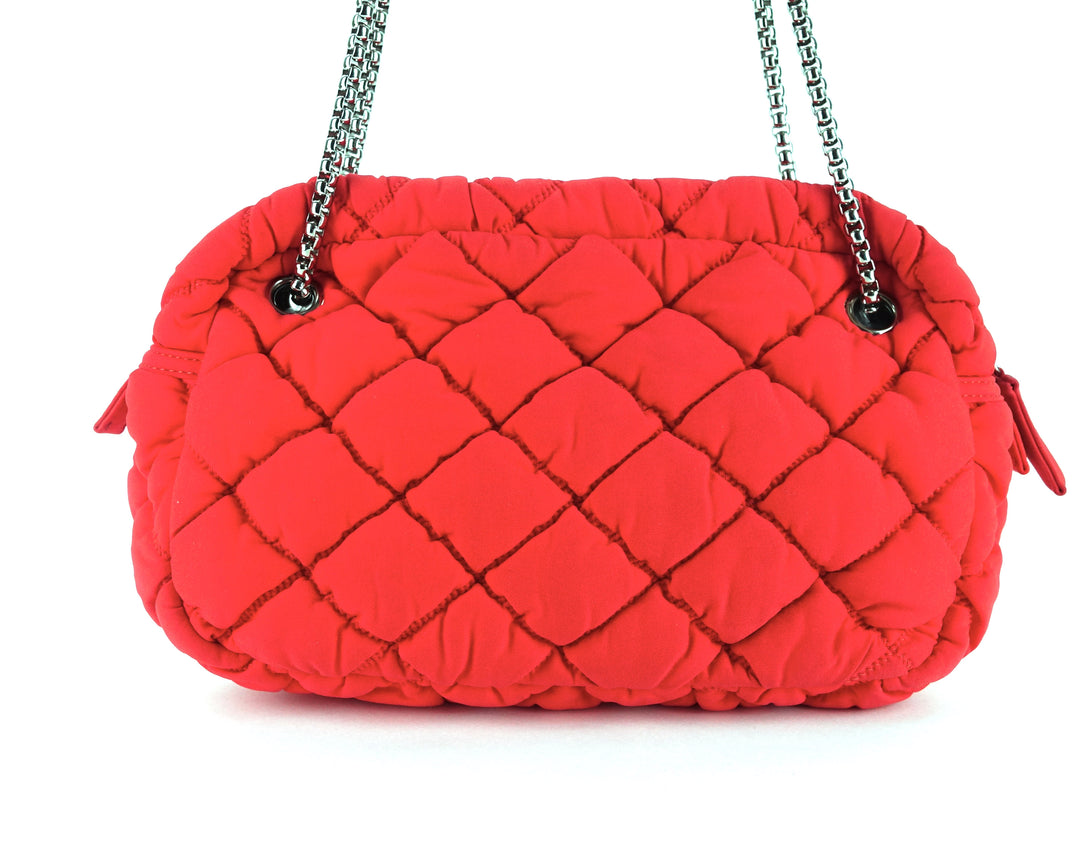 quilted bubble nylon shoulder bag
