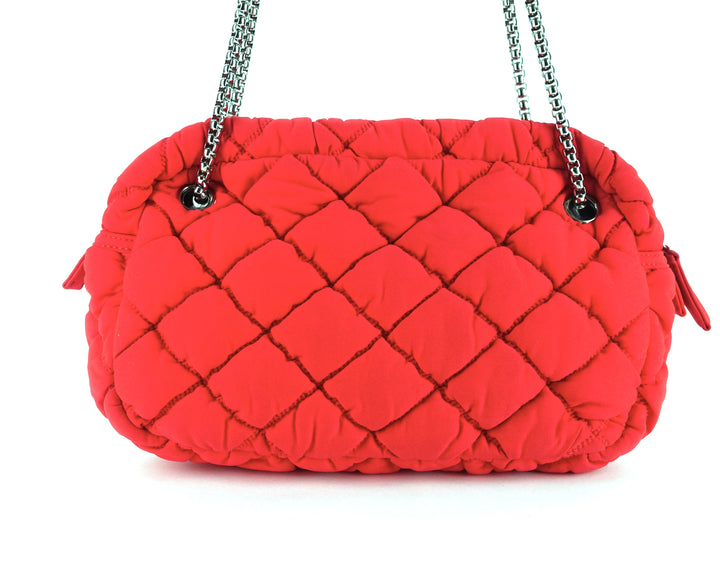 quilted bubble nylon shoulder bag