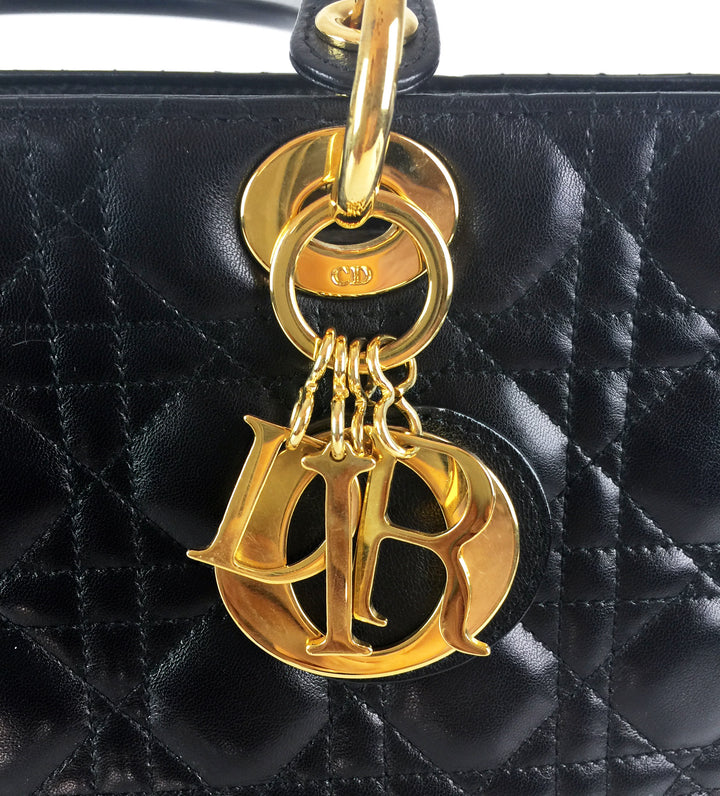 lady dior cannage quilt leather large bag