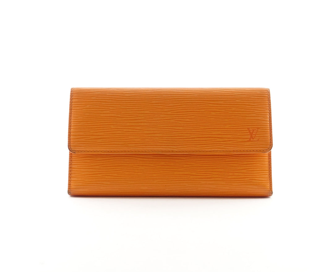 orange epi leather porte tresor international wallet