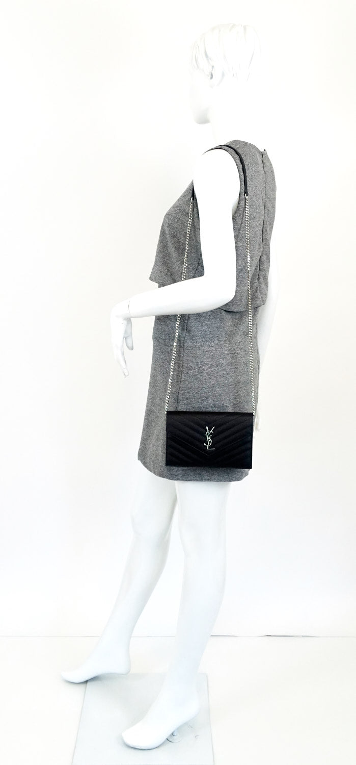 matelasse chevron calf leather classic wallet