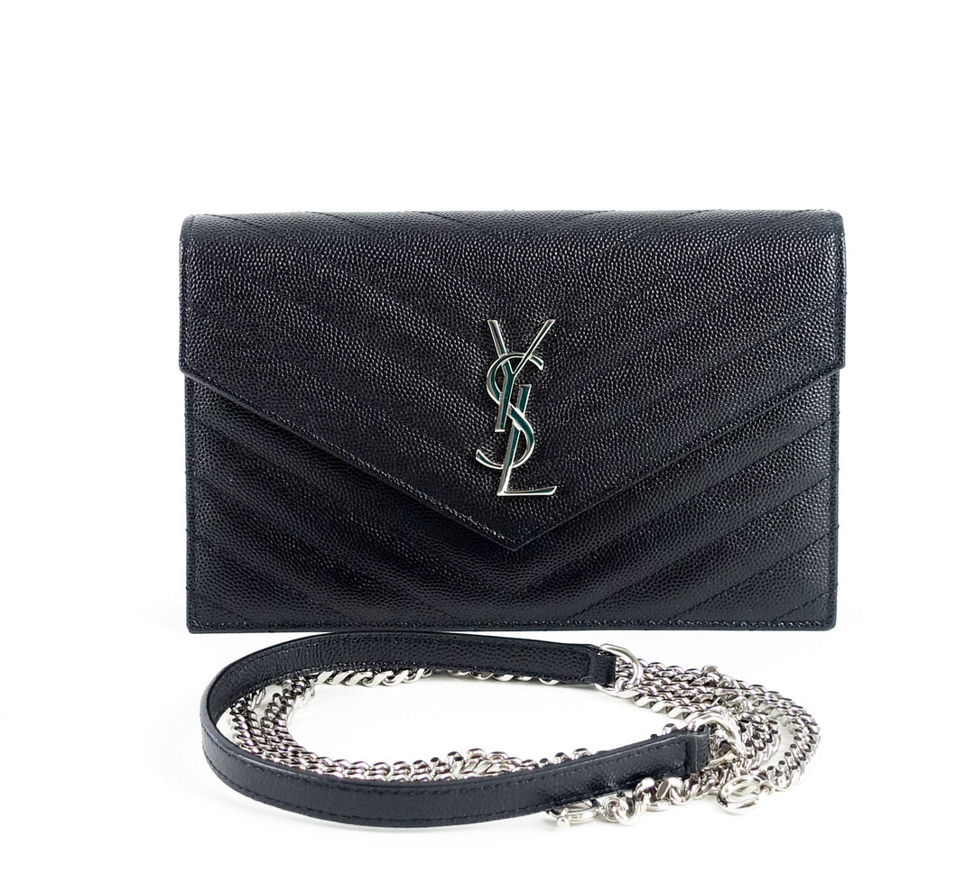 matelasse chevron calf leather classic wallet