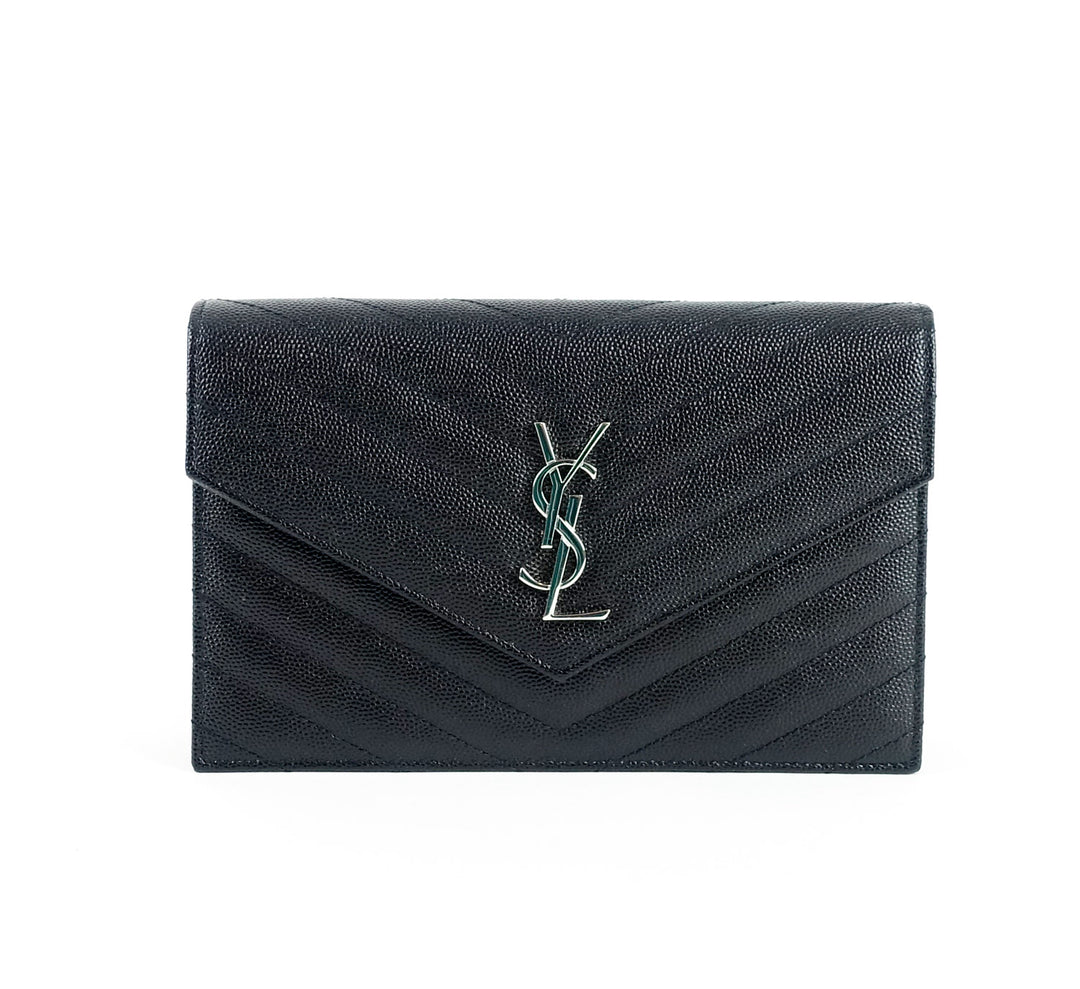 matelasse chevron calf leather classic wallet