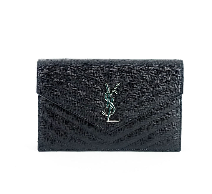 matelasse chevron calf leather classic wallet
