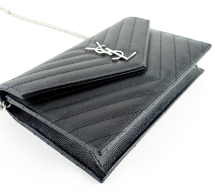 matelasse chevron calf leather classic wallet