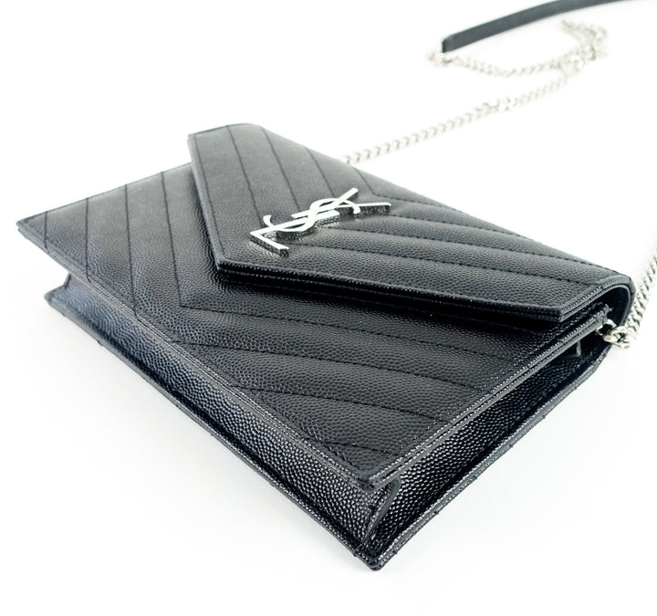 matelasse chevron calf leather classic wallet