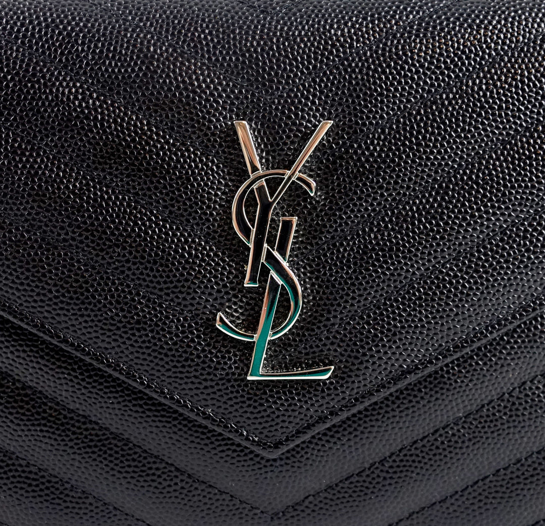 matelasse chevron calf leather classic wallet