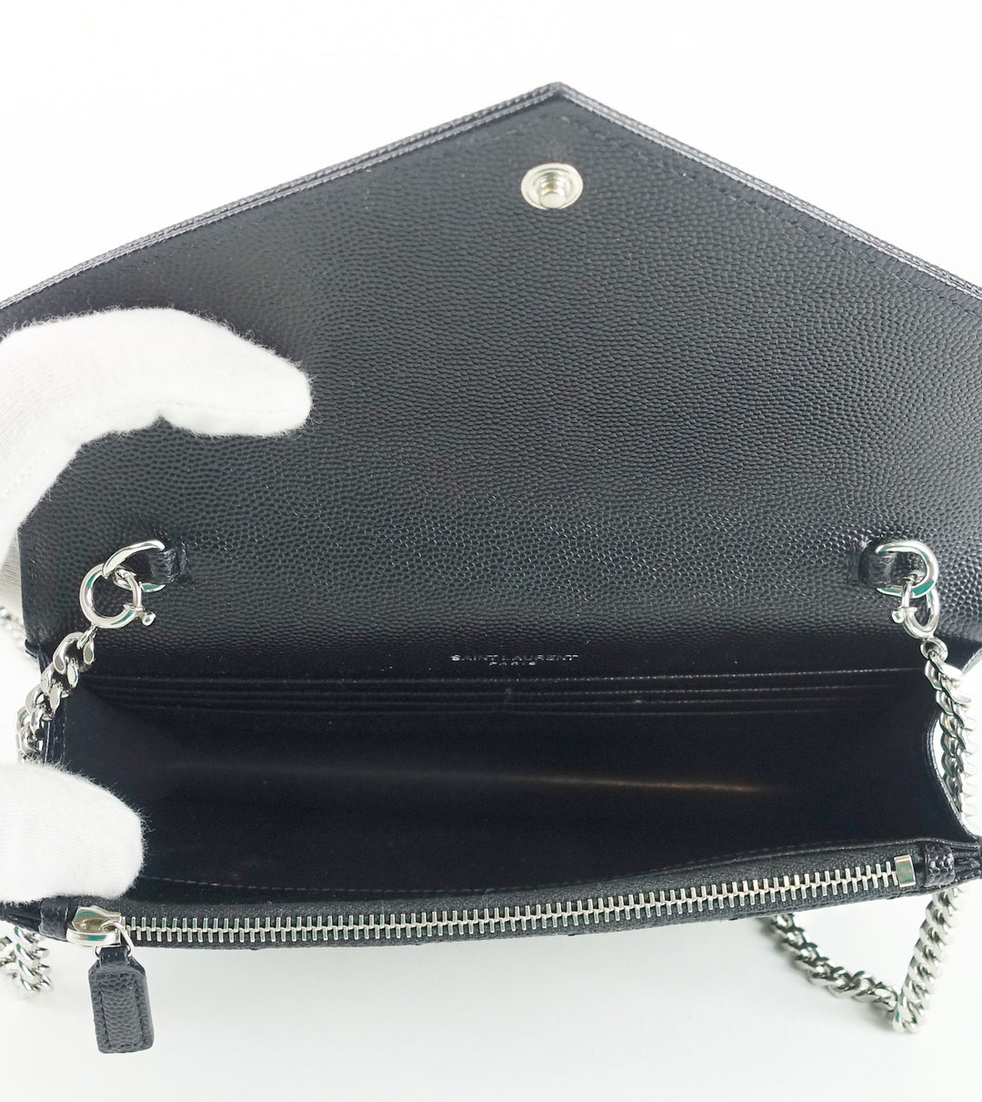 matelasse chevron calf leather classic wallet