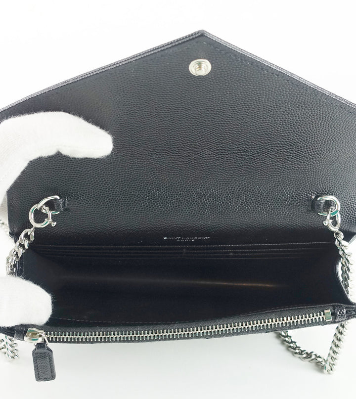 matelasse chevron calf leather classic wallet