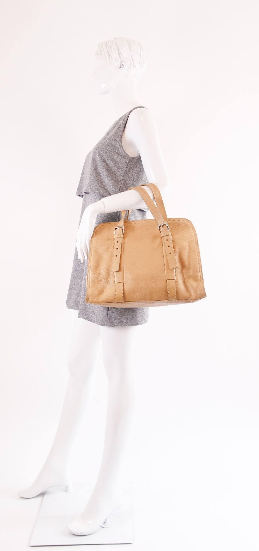 grained calf leather tote bag