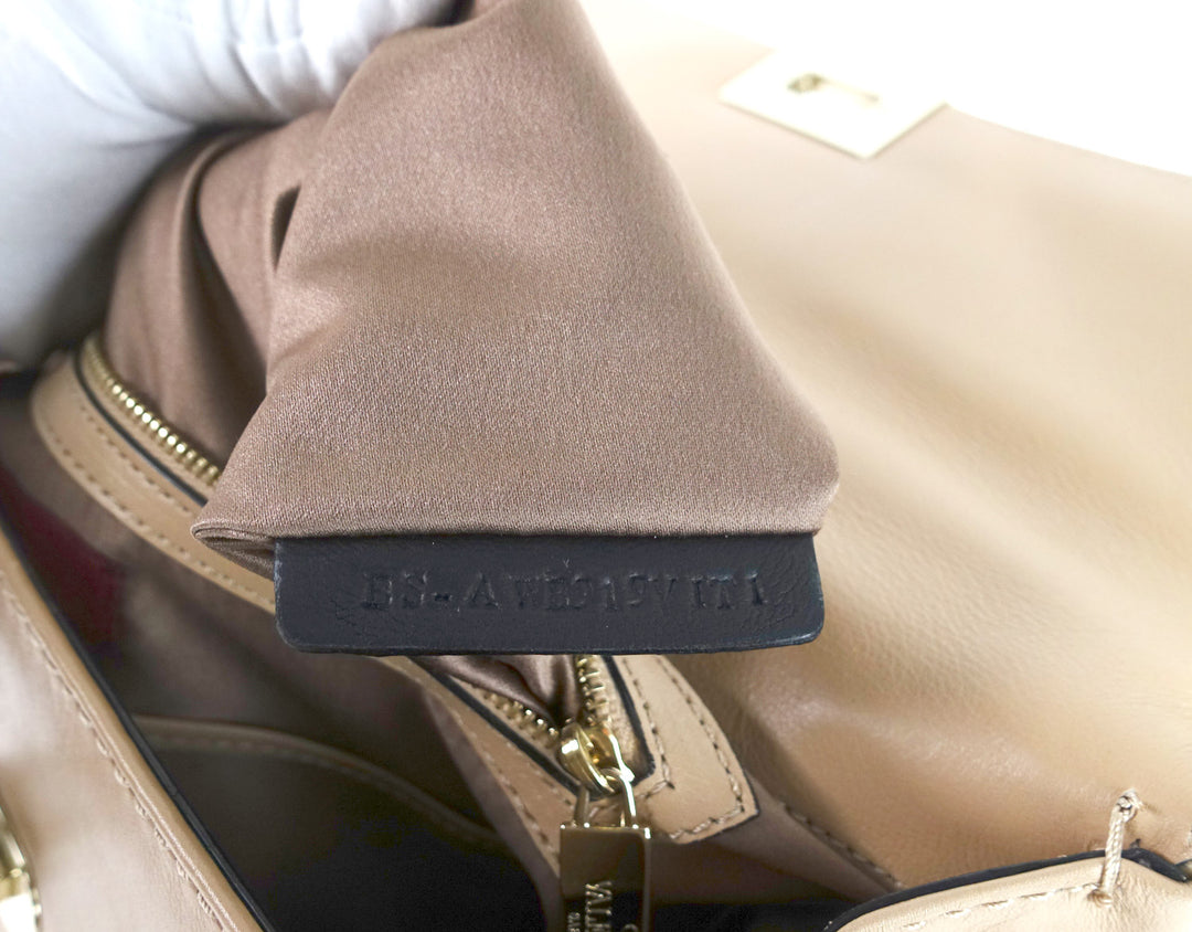 rockstud calf leather large satchel bag