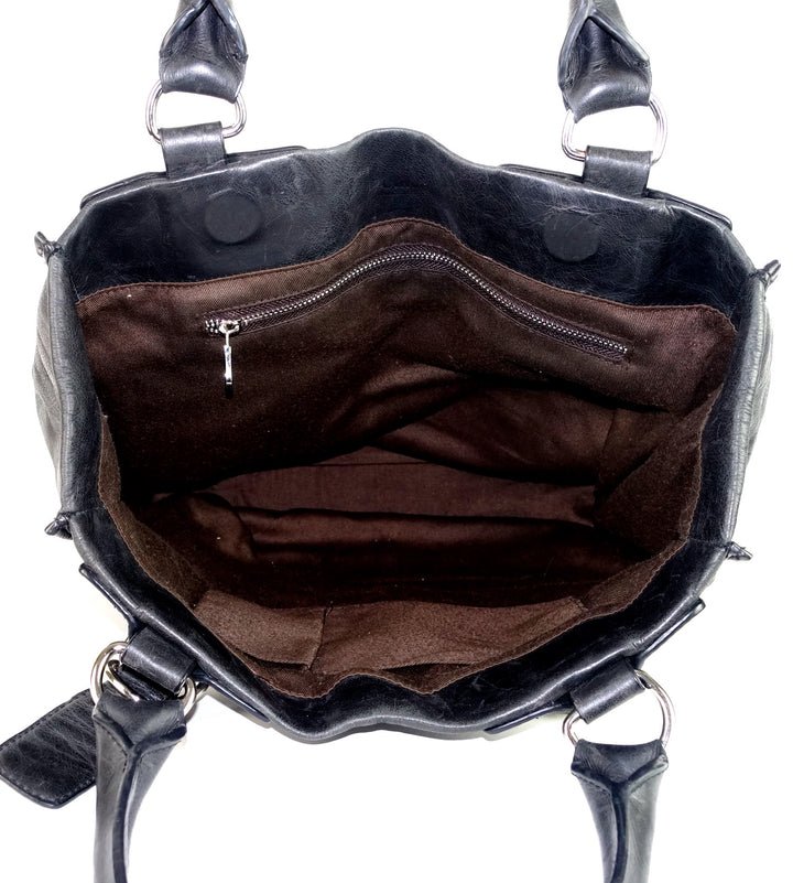 crushed leather large shoulder bag