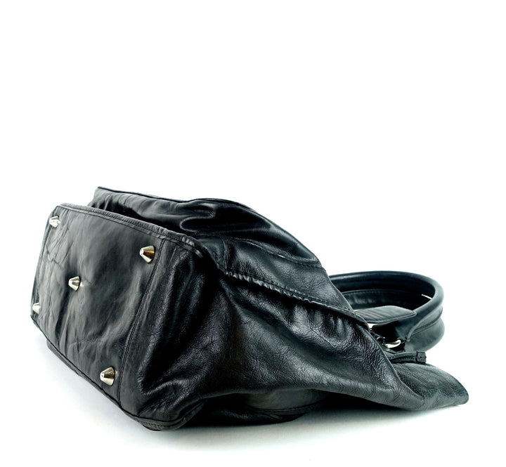 crushed leather large shoulder bag