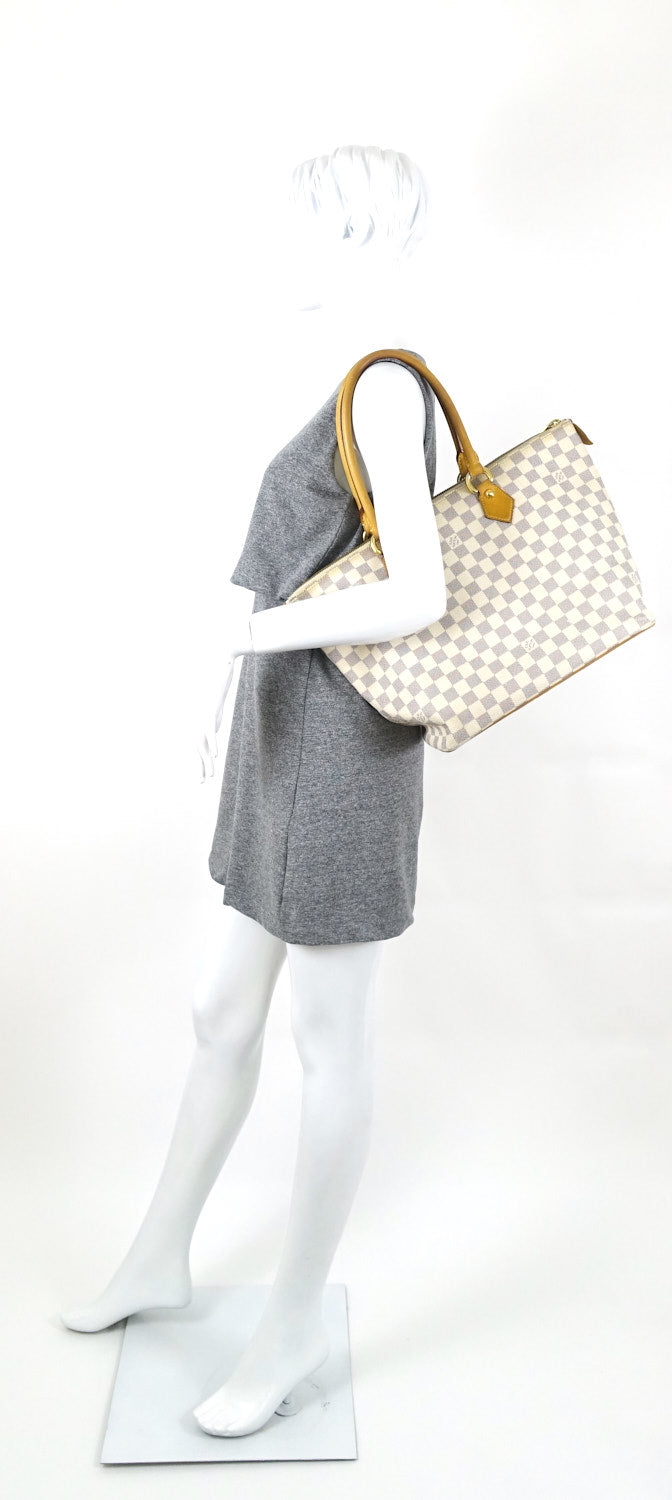 saleya mm damier azur canvas tote bag