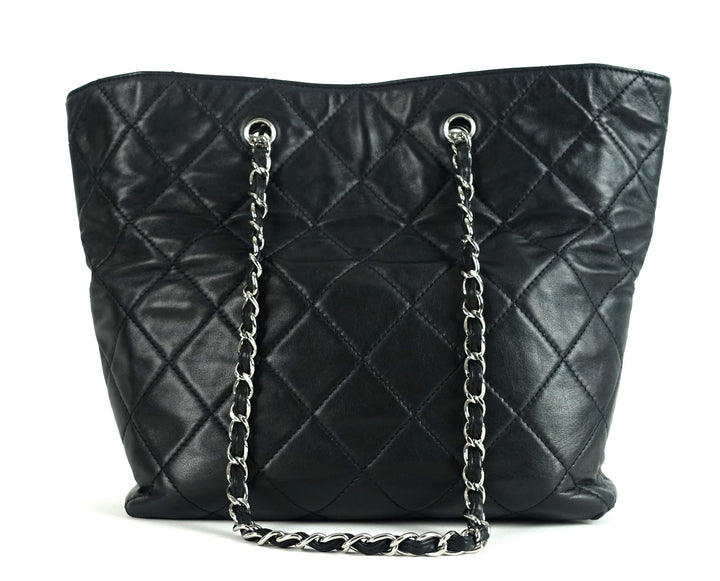in the business quilted lambskin leather tote bag