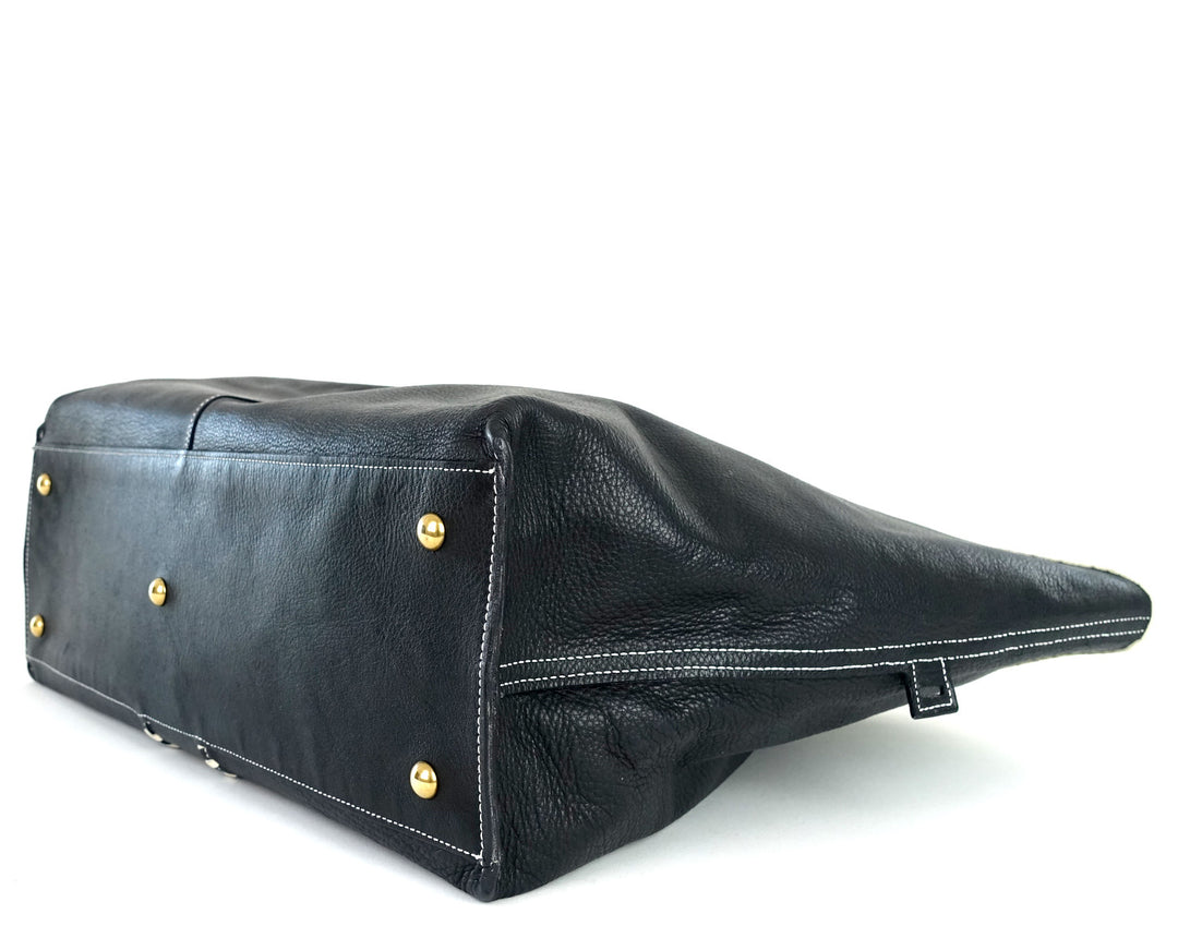 calf leather reversible tote bag