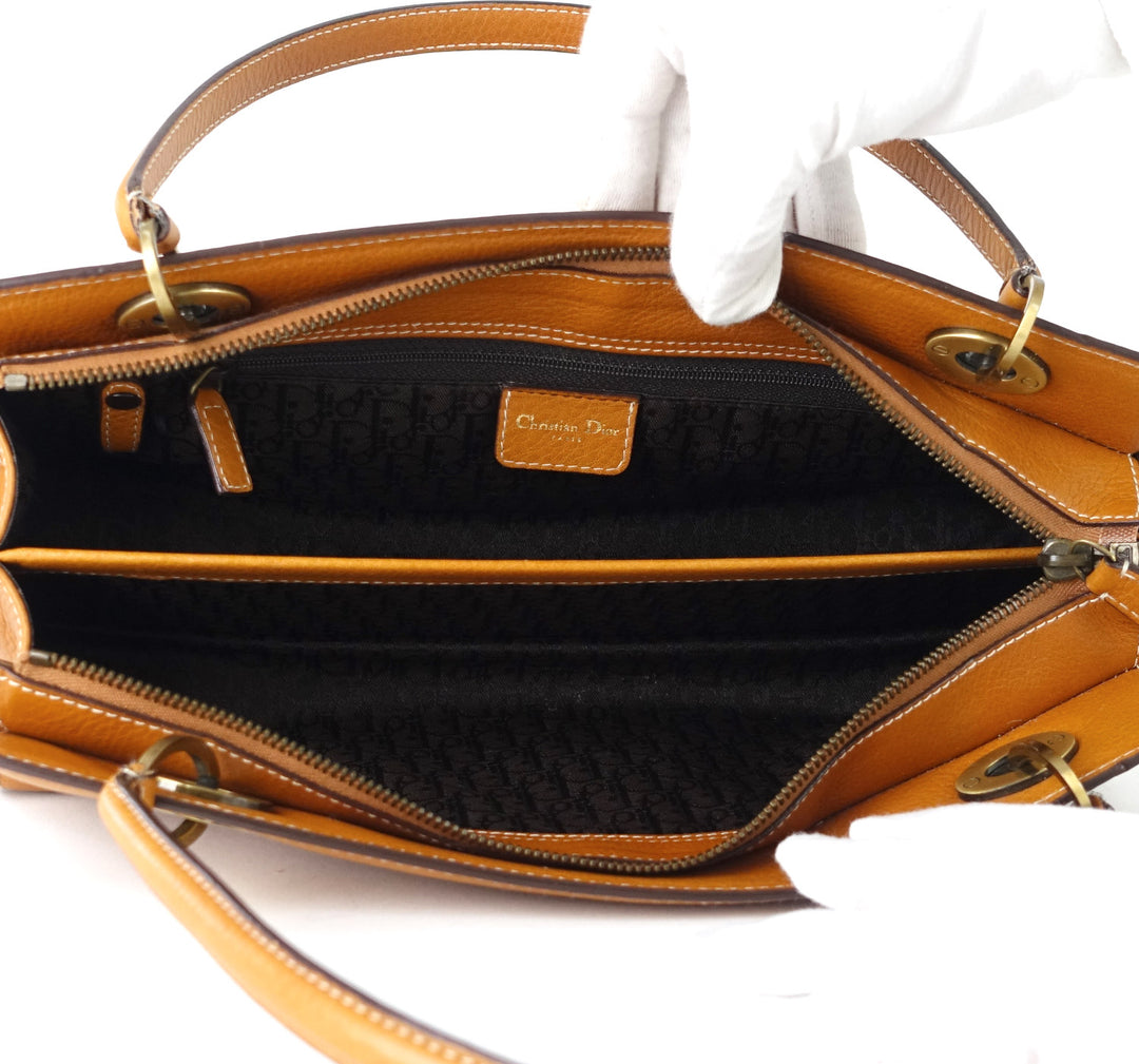 east west calf leather handbag