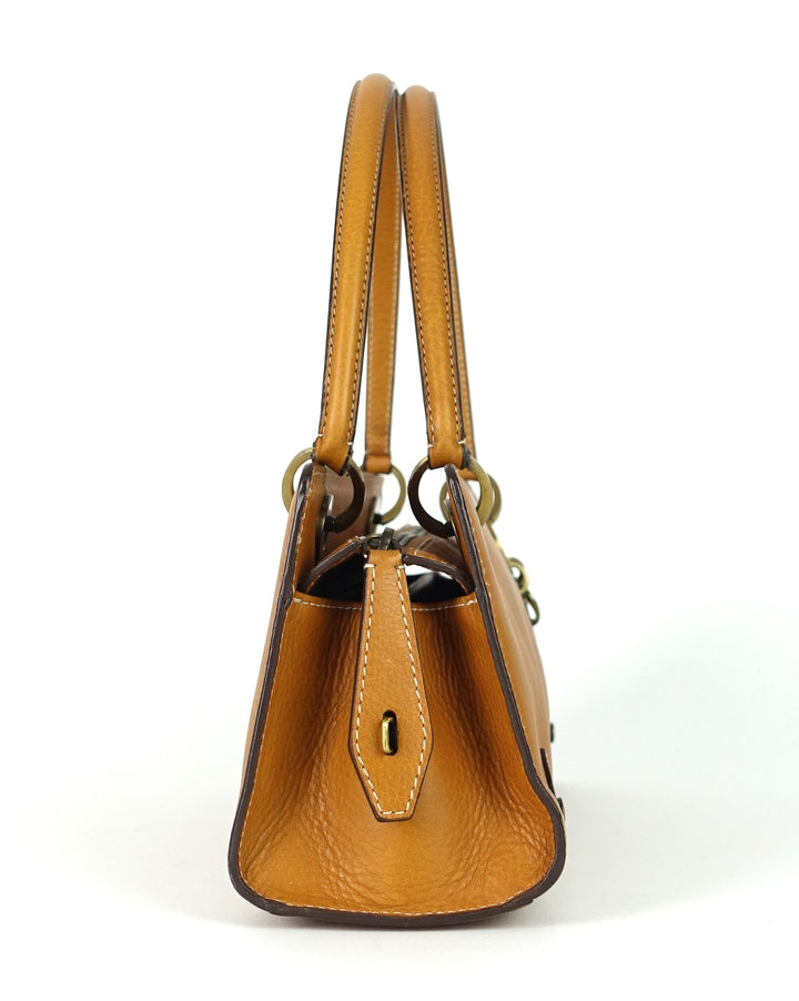 east west calf leather handbag