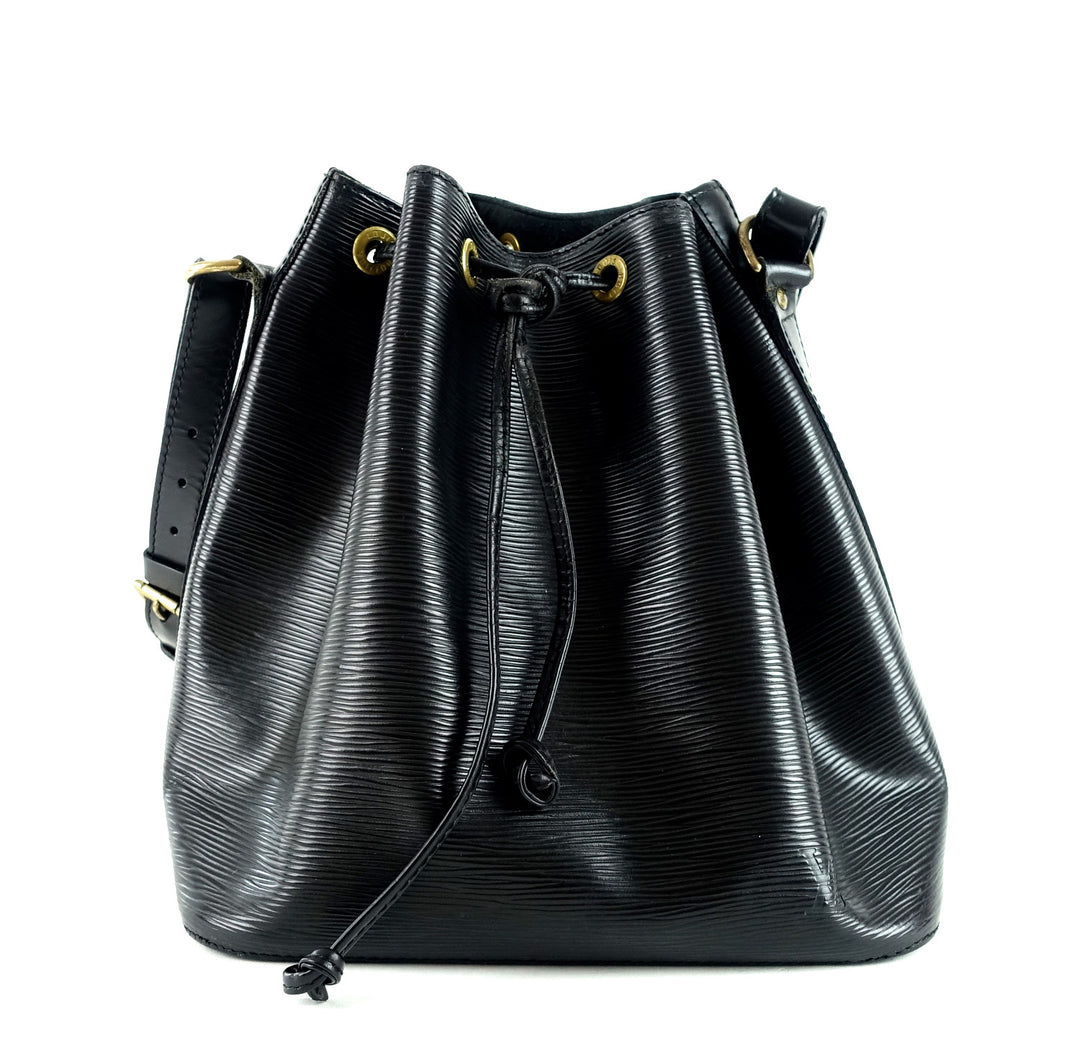 petit noe black epi leather bag with wallet