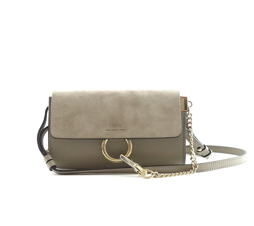 faye leather and suede mini shoulder bag