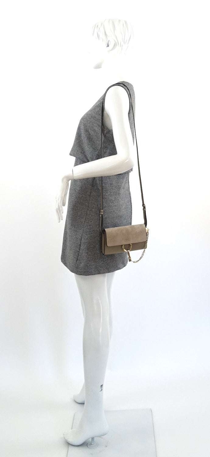 faye leather and suede mini shoulder bag