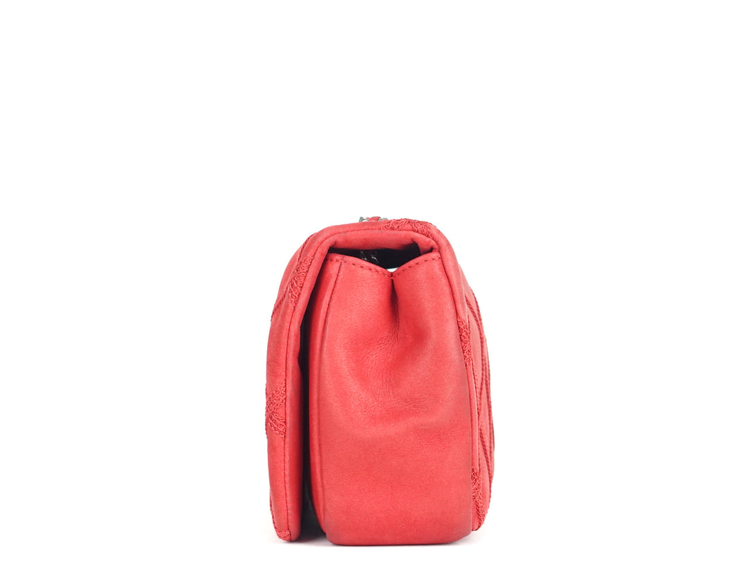 mini single flap calfskin leather shoulder bag