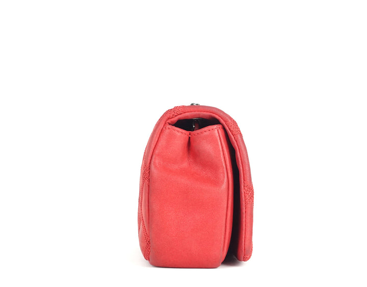mini single flap calfskin leather shoulder bag