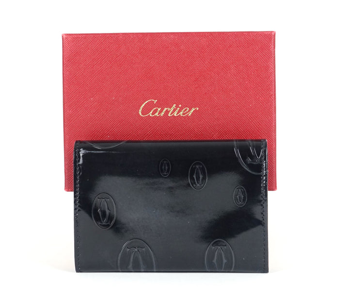 cartier happy birthday monogram calf leather palladium card holder