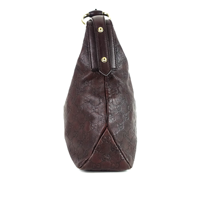 monogram leather horsebit hobo bag
