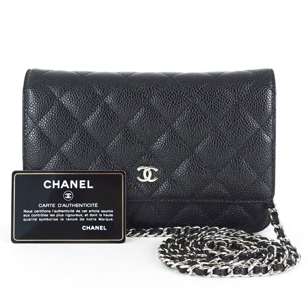 wallet on chain caviar leather bag