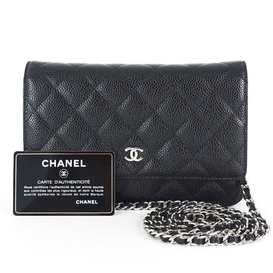 wallet on chain caviar leather bag