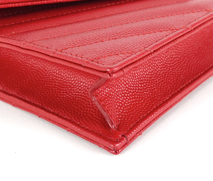 matelasse chevron calf leather classic wallet