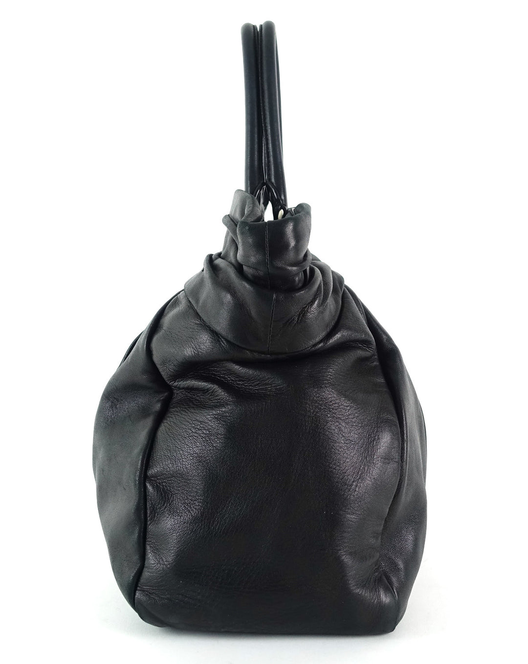pleated vitello daino leather bag