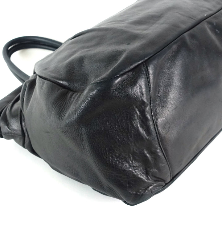 pleated vitello daino leather bag