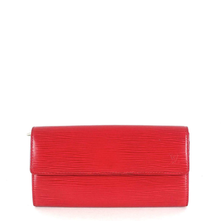 sarah red epi leather wallet