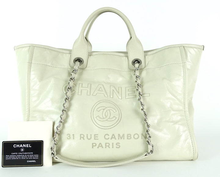 deauville glazed calfskin leather large tote bag